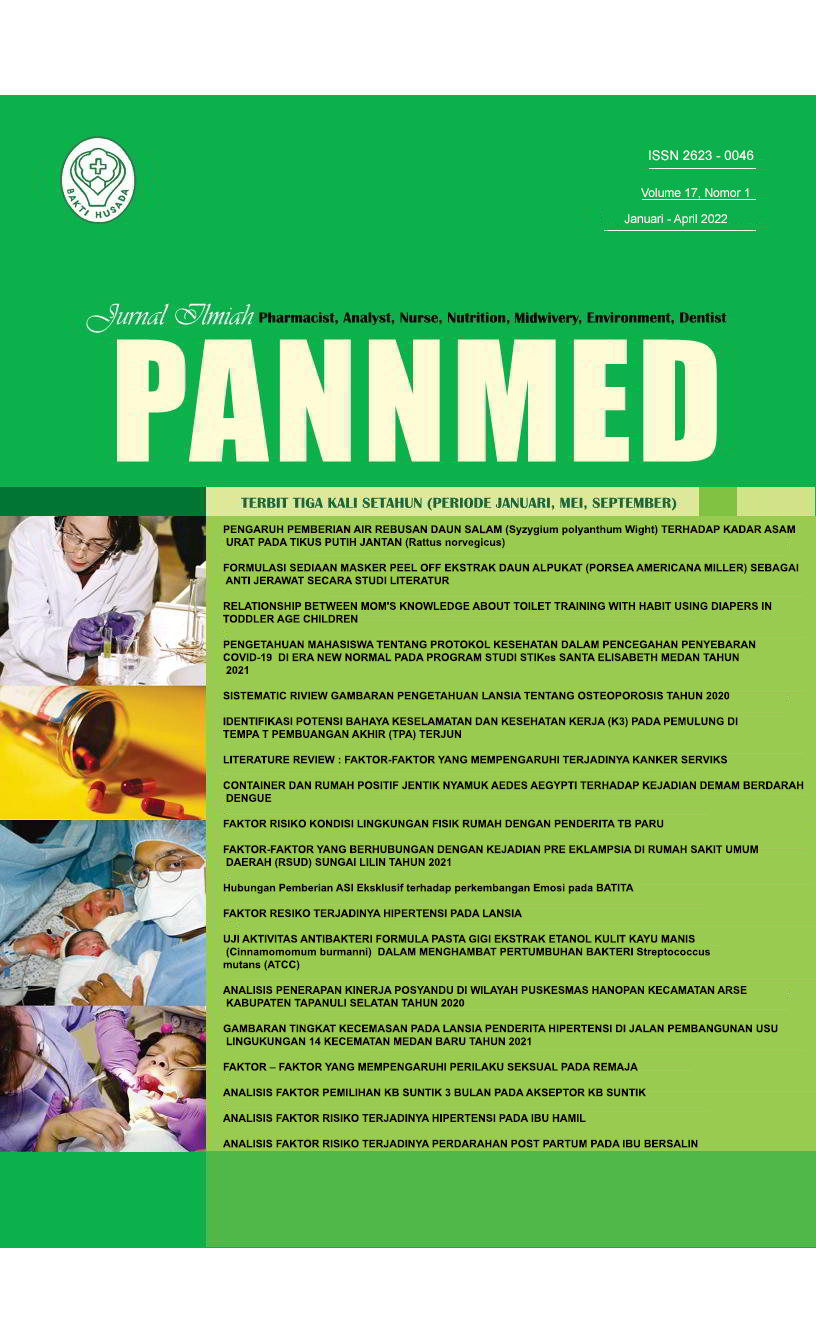 					View Vol. 17 No. 1 (2022): Jurnal Ilmiah PANNMED Periode januari -April 2022
				