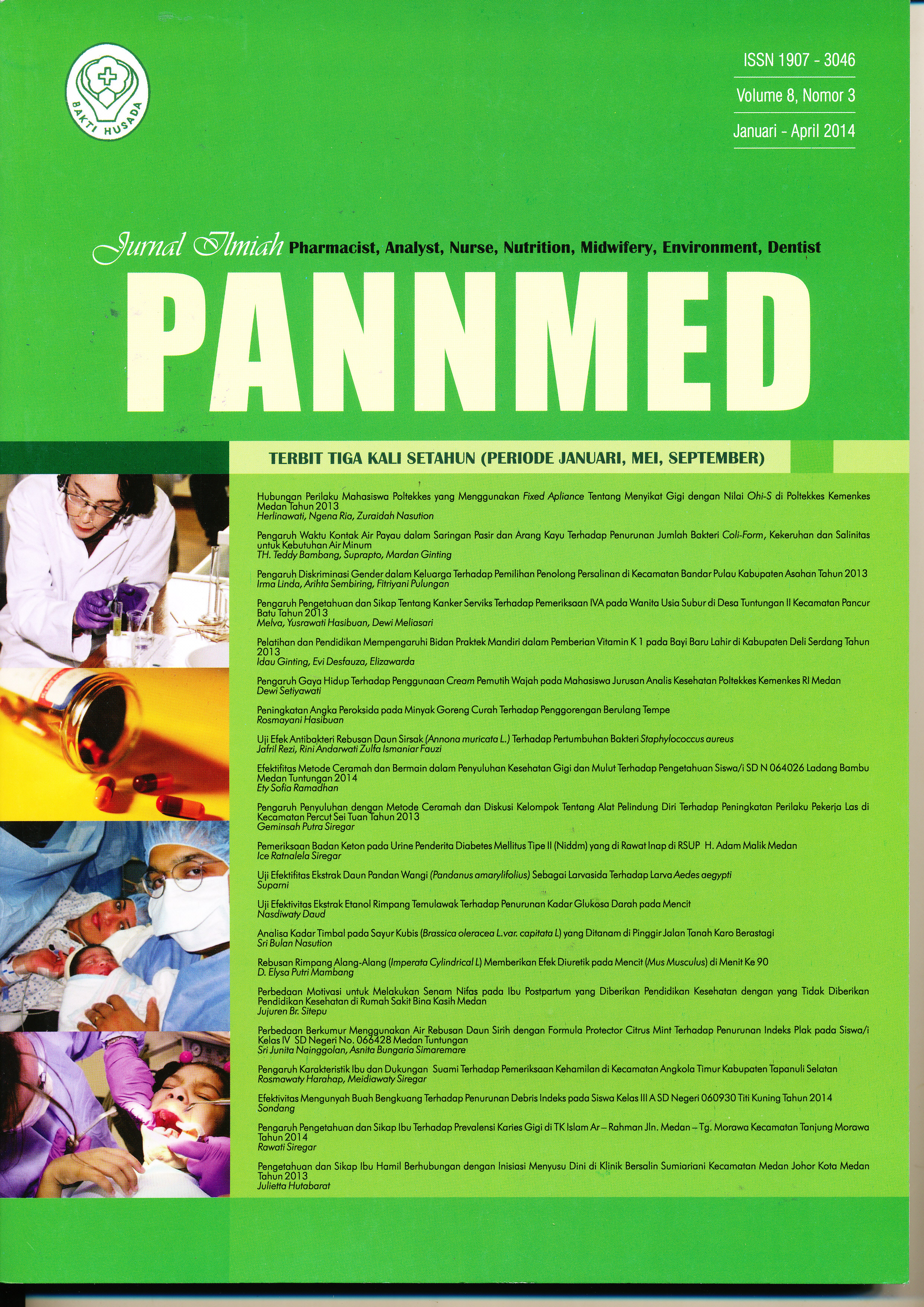 					View Vol. 8 No. 3 (2014): Jurnal Ilmiah PANNMED Periode Januari-April 2014
				