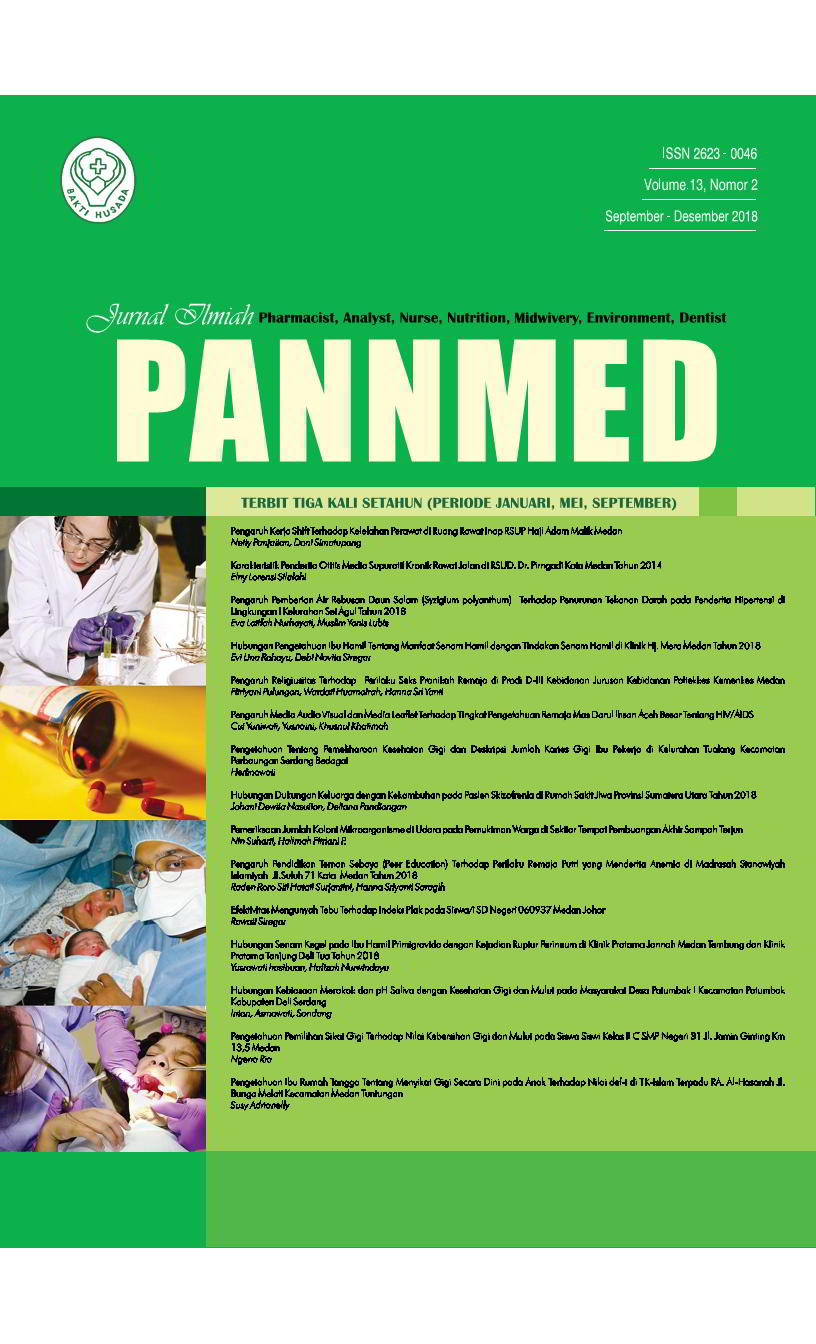 					View Vol. 13 No. 2 (2018): Jurnal Ilmiah PANNMED Periode September-Desember 2018
				